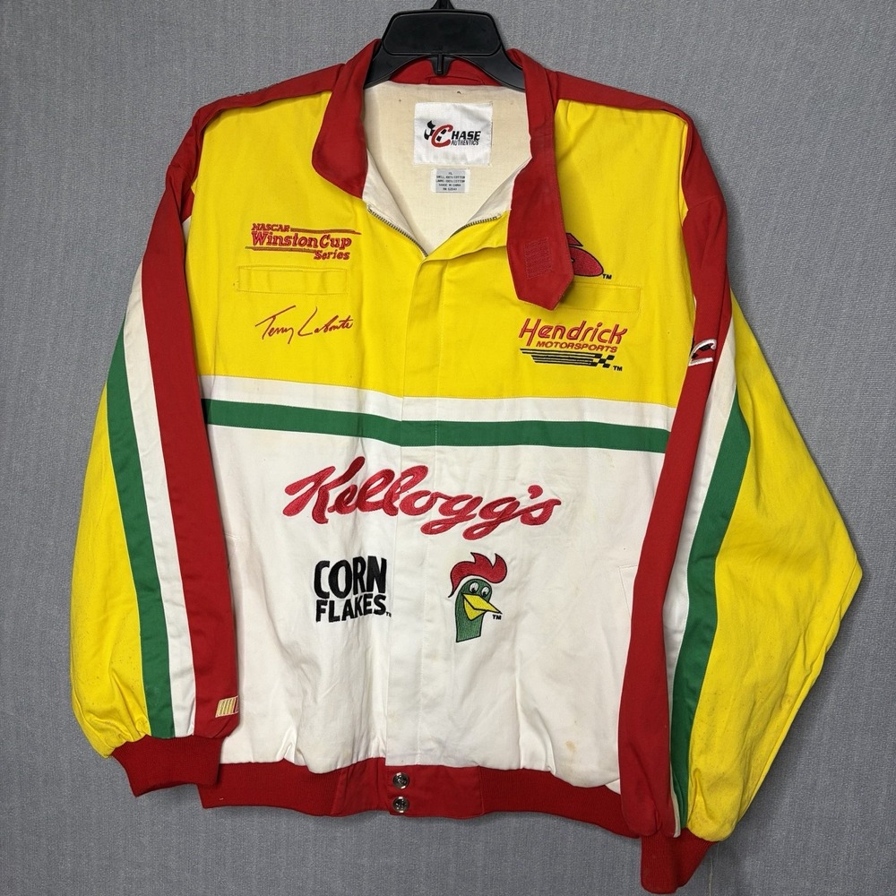 Vintage NASCAR Kelloggs Corn Flakes Bomber Jacket Mens XL Chase Authentics Coat